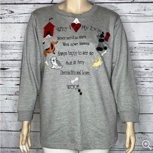 Quacker Factory “Why I ❤️ My Dog” Graphic 3D Shirt; Gray; Size: Small